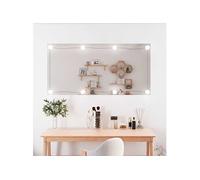 Miroir Mural avec Eclairage LED, Miroir de Maquillage, Miroir Cosmétique, Décoration Chambre à Coucher Salon Salle de Bain, Moderne, Verre