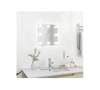 Miroir mural avec lampes LED, Carré Verre