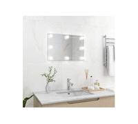 vidaXL Miroir Mural avec Lampes LED Rectangulaire Miroir de Dressing Miroir de Maquillage Chambre à Coucher Salle de Bain Maison Intérieur Verre