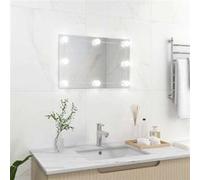 Miroir mural avec lampes LED Rectangulaire Verre Argent G
