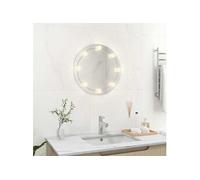 Miroir Mural sans Cadre avec Lampes LED Rond Verre Dressing Maquillage vidaXL