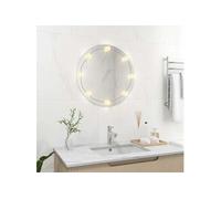 vidaXL Miroir mural avec lampes LED Rond, Verre Gris G