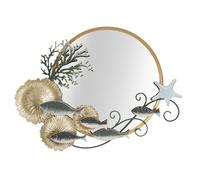 Miroir mural avec poissons en métal multicolore 88,9x7,6x65,4 cm