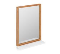Relaxdays Miroir mural rectangulaire avec tablette – bambou & MDF, verre, nature/blanc