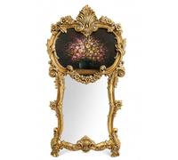 Miroir mural baroque doré - Miroir de poisson avec ange en relief et médaillon - Miroir rococo antique dans le style château historique cat-65 Palazzo