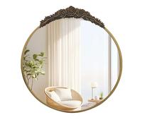 Miroir mural baroque vintage, design élégant de roses en résine, finition laiton doré , laiton doré, 80x86,5 cm