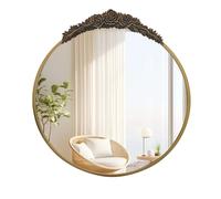 Miroir mural baroque vintage, design élégant, finition laiton doré, laiton doré, 80x86.5cm