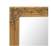 Miroir mural baroque - WIENS - 50x60 cm - Doré - Bois et verre - Rectangulaire - Crochets de fixation - Style ancien