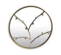 Elegance by Casa Chic Miroir Mural Accent - 80 x 80 cm - Forme de Branche métallique - Effet Feuille d'or