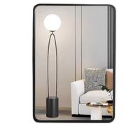 Miroir Mural Cadre, Cadre de 55x75 cm, Cadre rectangulaire, Style Moderne, Miroir de Salle de Bain en Verre brossé Design Profond Schwartz