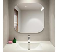 Miroir Mural Carré sans Cadre pour Salle De Bain avec Coins Arrondis, Miroir De Courtoisie Mural pour Salon, Chambre, Entrée, Décoration De Dortoir(50cm/19.7in)