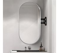 Miroir mural d'angle ovale de salle de bain avec bras oscillant, cadre en métal, incassable, miroir suspendu polyvalent pour salon, orientation verticale et horizontale