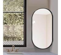 Miroir Mural d'angle Ovale pivotant, 35x60 40x70 50x80cm, Salle de Bain avec Cadre métallique, étui Maquillage for Dressing(Black,W35xH60cm)