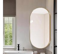 Miroir Mural d'angle Ovale pivotant, 35x60 40x70 50x80cm, Salle de Bain avec Cadre métallique, étui Maquillage for Dressing(Gold,W35xH60cm)