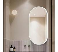 Miroir Mural d'angle Ovale pivotant, 35x60 40x70 50x80cm, Salle de Bain avec Cadre métallique, étui Maquillage for Dressing(White,W40xH70cm)