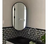 Miroir Mural D'angle Pivotant, 30x50cm, 35x60cm, 40x80cm, 40x90cm, 50x80cm, Noir, Blanc, Doré, Miroir Mural Avec Cadre Métallique, Miroir De Courtoisie HD, Sécurité Antidéflagrante(Black,30x50cm/11.8x