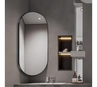 Miroir Mural D'angle Pivotant 30x60 35x60 40x70 40x80 50x80 Miroir De Salle De Bain Ovale Miroir Mural Rotatif Avec Cadre En Métal Rotation 360° Télescopique Hd, Antidéflagrant(Black,W35xH60cm)