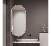 Miroir Mural D'angle Pivotant 30x60cm 40x70cm 40x80cm 50x90cm Miroir De Salle De Bain Ovale Miroir Décoratif Avec Cadre En Aluminium Miroir D'angle Suspendu Avec Bras Pivotant(White,W30xL50cm)