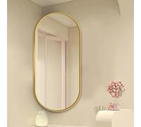 Miroir Mural D'angle Pivotant Miroir D'angle Suspendu Ovale Avec Bras Pivotant Miroir Mural Articulé Miroir Décoratif Avec Cadre En Aluminium Miroir De Maquillage Hd Antidéflag(Gold,W30xL50cm)