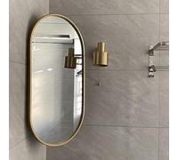 Miroir Mural D'angle Pivotant, Miroir De Salle De Bain Ovale,30X50cm,35X60cm,40X80cm,40X90cm Miroir Décoratif Avec Cadre, Miroir De Maquillage, Cadre En Aluminium, HD, Antidéflagrant, Noir, Or, Blanc(