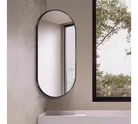 Miroir Mural D'angle Pivotant Miroir De Salle De Bain Ovale Miroir Mural Articulé Rotatif Avec Cadre En Métal Miroir De Courtoisie Hd Pour Vestiaire Miroir De Maquillage(Black,W30xL50cm)