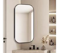 Miroir Mural D'angle Pivotant, Miroir De Salle De Bain Rectangulaire, Rotation 360°, Télescopique, 30X60cm|40X70cm|40X80cm Miroir Décoratif Avec Cadre En Aluminium,HD,Antidéfl(Size:30x60cm,Color:noir)