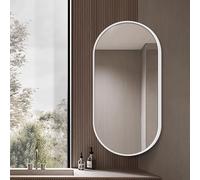 Miroir Mural D'angle Pivotant Miroir Mural Rotatif Avec Cadre En Métal Miroir De Salle De Bain Ovale 30x50 35x60 40x80cm Miroir Décoratif De Maquillage Rotatif Et Rétractable(White,W30xH60cm)