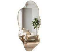 Miroir Mural de Forme Irrégulière Miroir d'accent Asymétrique 54.5 x 120 cm | Miroirs Doré avec Film de Sécurité, Vanité Décorative, pour Vestiaire, Chambre, Salon, Salle de Bain, Entrée, Grand, Doré