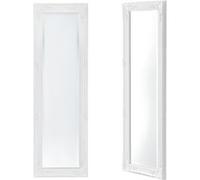 [en.casa] Miroir Mural avec Cadre au Style Baroque Élégant Forme Rectangulaire Installation Horizontale ou Verticale Décoratif Richement Orné Salon Chambre Couloir Eucalyptus 132 x 42 x 4 cm Blanc