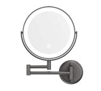 Miroir Mural De Maquillage avec LED, Miroir Grossissant de Beauté Double Face pour Salle de Bain, Bras Extensible Pivotant, Lumière Uniforme pour Cosmétique Et Rasage Quotidien