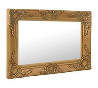 Miroir mural de style baroque 60 x 40 cm, cadre en bois doré avec bord biseauté, rectangulaire, pour salon, chambre à coucher, couloir et salle de bain, pour montage mural et décoration