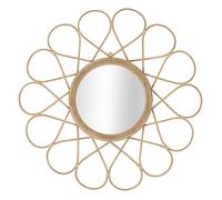 Mauro Ferretti – Miroir mural rond Almeria – Rotin, Métal, Verre – 65,5x65,5 cm – Naturel