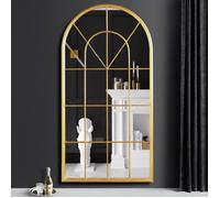 Miroir Mural Décoratif Doré 110 x 56 cm - FREOSEN - Salon - Décoration murale - Métal + verre - Rectangulaire