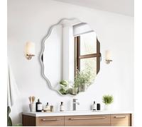 Miroir mural décoratif - ESTAMPILLE - 50 cm - Vague irrégulière - Blanc - Montage mural - Industriel moderne
