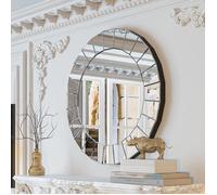 Miroir Mural Décoratif Grand Miroir Rond Murale pour Salon Salle de Bain, Chambre 80x80cm