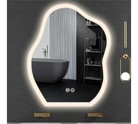 Miroir mural décoratif irrégulier moderne avec rétroéclairage LED, miroir de salle de bain double contact, design mural élégant pour décoration et éclairage de la maison