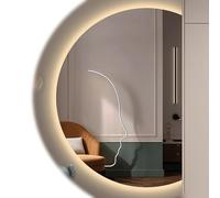 Miroir mural demi-cercle rétroéclairé à DEL de 120 cm pour chambre à coucher et salle de bain avec éclairage à intensité variable Miroir de courtoisie décoratif élégant 3 options de couleur