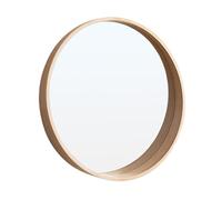 Miroir Mural d'entrée en Bois, Miroir de Maquillage Rond à Suspendre, décoration d'intérieur pour Maison de Campagne, Salle de Bain, Salon, Couloir (Couleur : Naturel, Taille 50 cm