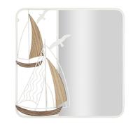 Miroir Mural Design "Adriatic" 60cm Blanc & Naturel