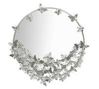 Miroir mural rond papillons en métal argenté cm 91x3x94