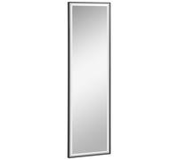 HOMCOM Miroir Mural dim. 120L x 35l cm - Film sécurité Anti déflagrant, système Attache Inclus - Cadre Alliage alu. Noir