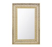 Beliani Miroir Mural Rectangulaire Grand Format en Métal Doré Ajouré de Style Oriental Idéal pour Décorer Salon Moderne ou Glamour