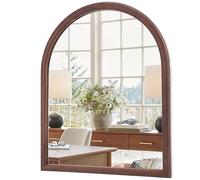 Miroir mural en arche rustique avec cadre en verre flotté trempé pour salle de bain, miroir rectangulaire décoratif pour entrée de ferme, noyer, 76,2 x 50,8 cm (L x l)