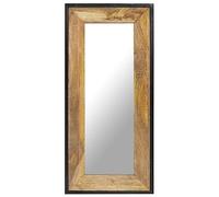 Miroir mural en bois de manguier massif 110 x 50 cm avec finition naturelle pour salon, salle de bain, chambre à coucher, couloir, décoration complète du corps, sans montage