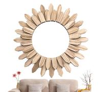 Miroir mural en bois, décoration murale pour chambre - Miroir suspendu en bois avec tournesols créatifs pour chambre, salon, couloir, salle de bain, entrée
