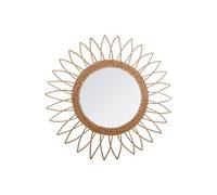 Miroir mural en MDF et saule coloris beige - Dim : L.50 x l.2,8 x H.50 cm -PEGANE-