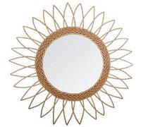 Miroir mural en MDF et saule coloris beige - Dim : L.50 x l.2,8 x H.50 cm -PEGANE-