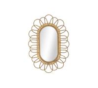 Miroir mural en métal et rotin marron cm 56,5x3x80