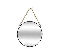 Miroir mural en Métal Noir avec corde D 37 cm