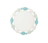 Miroir Mural en Métal "Poisson" 76cm Blanc & Bleu